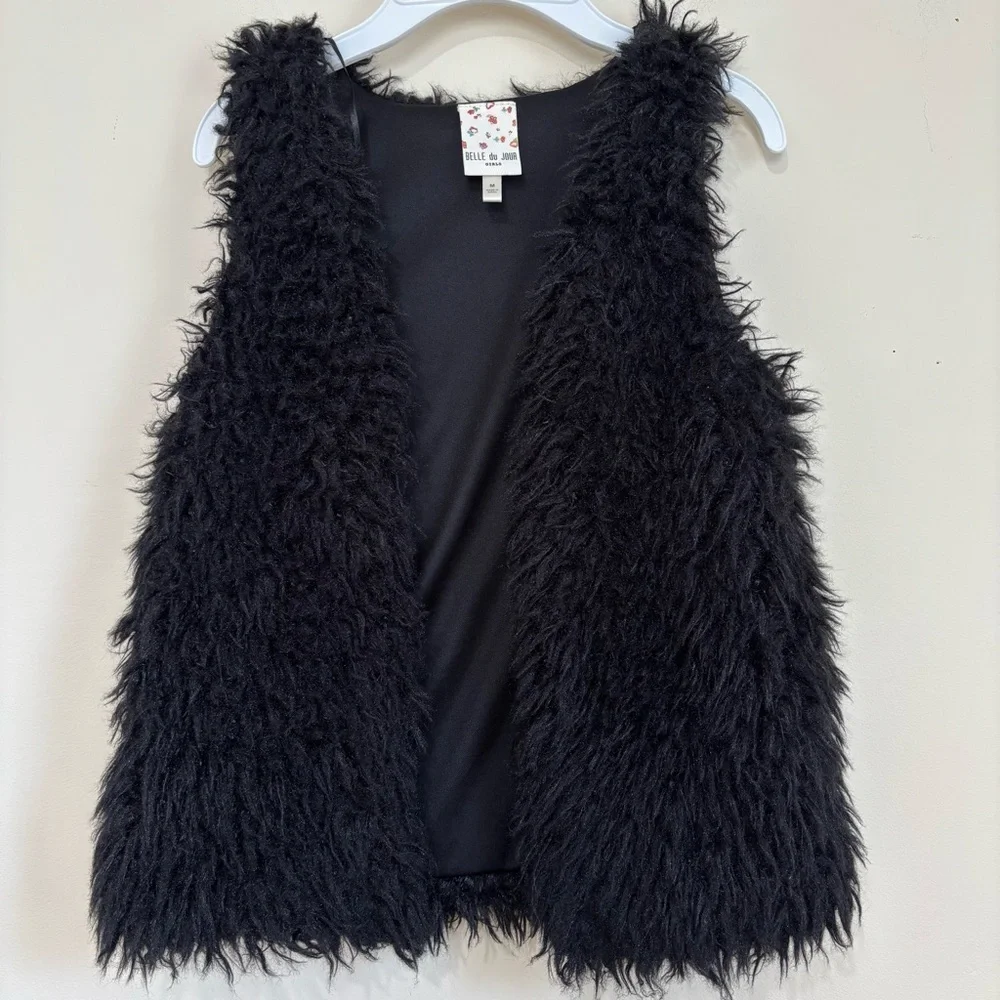 Belle Du Jour Faux Fur Vest / long sleeve Tee / tank / flare legging 4 Pcs sets